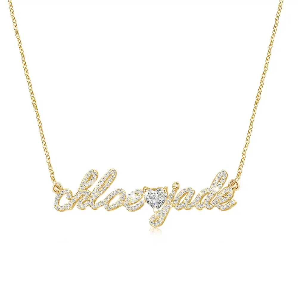 Women'S Formal Wear Names - CUSTOM Diamond ชื่อสร้อยคอส่วนบุคคลเครื่องประดับคุณภาพสูง 18K Gold Plated