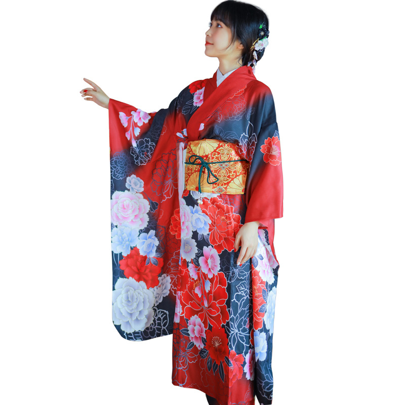 Women'S Formal Traditional Wear - ชุดกิโมโนญี่ปุ่นสำหรับผู้หญิง ลายพิมพ์แบบดั้งเดิม แขนเสื้อแบบสั่น ไม่ยับ รีดง่าย ชุดคลุมแบบญี่ปุ่นดั้งเดิม
