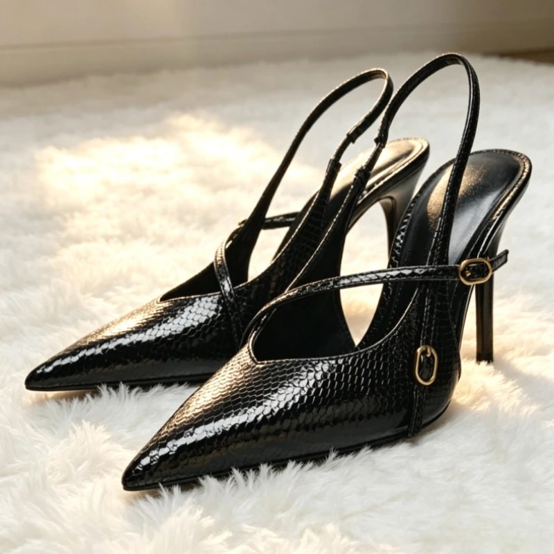 รองเท้าส้นสูงหัวแหลมหนังแท้แบบ - Slingback Heel Formal บทวิจารณ์และราคา
