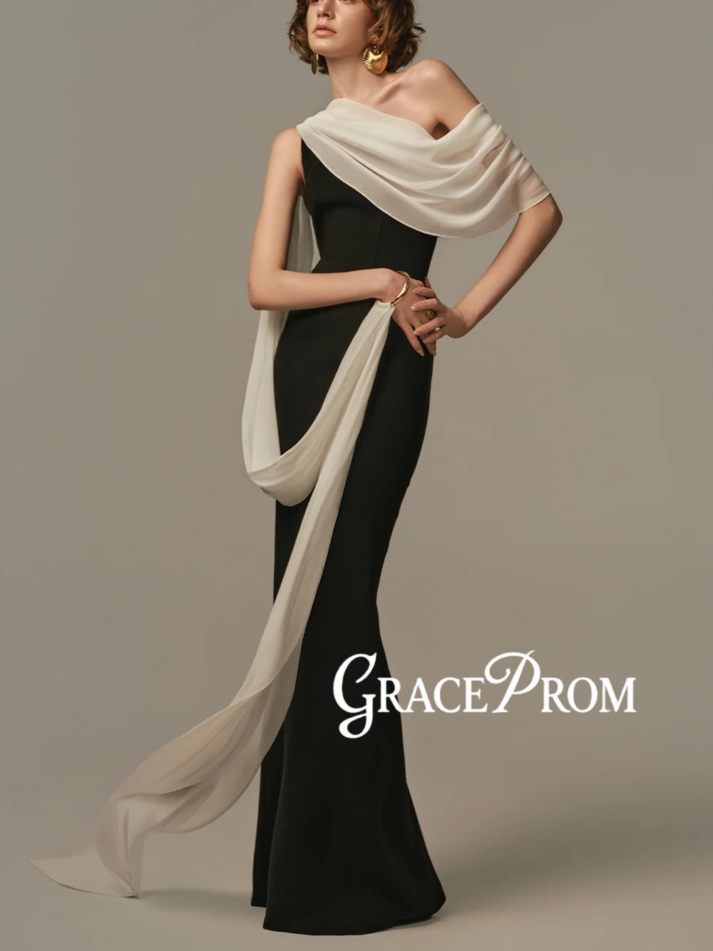 ชุดราตรีสองสีสุดหรู แบบไหล่เดี - Formal Gala Wear Women บทวิจารณ์และราคา