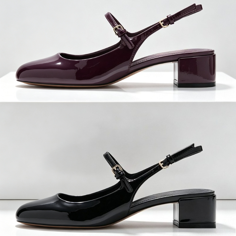 รองเท้าส้นหนาแบบแมรี่เจน หนังแ - Slingback Heel Formal บทวิจารณ์และราคา
