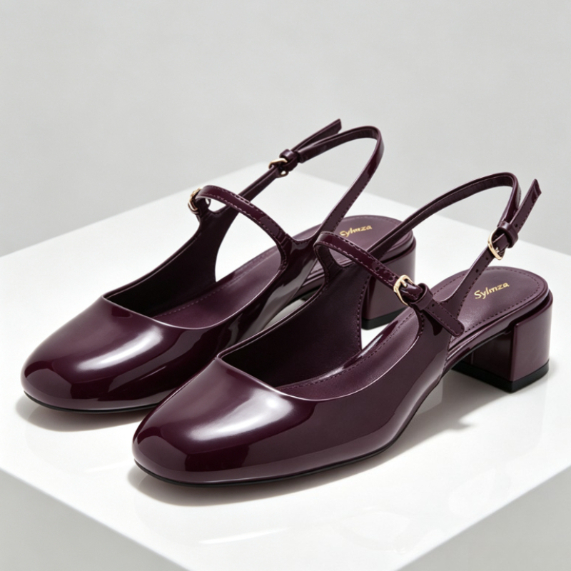 รองเท้าส้นหนาแบบแมรี่เจน หนังแ - Slingback Heel Formal บทวิจารณ์และราคา