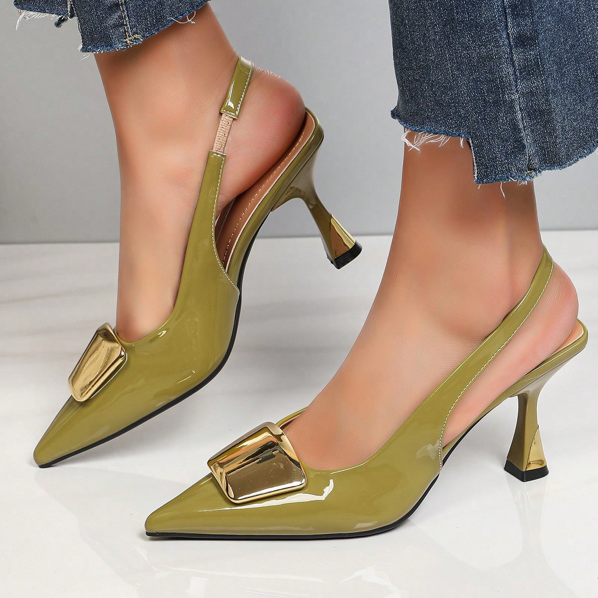 รองเท้าส้นสูงหัวแหลมแบบปิดส้นส - Slingback Heel Formal บทวิจารณ์และราคา