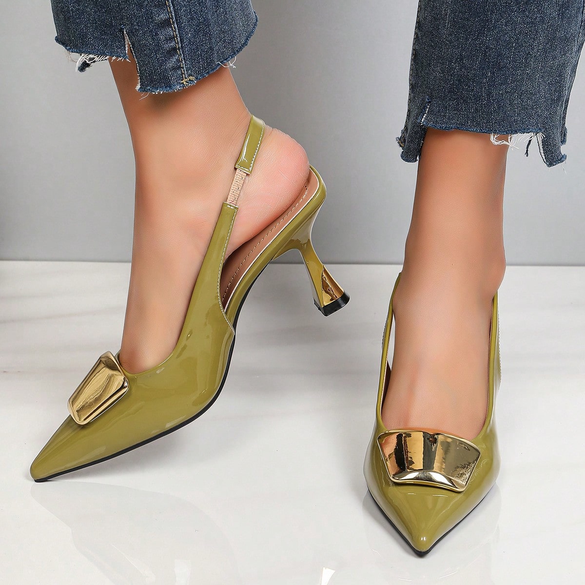 รองเท้าส้นสูงหัวแหลมแบบปิดส้นส - Slingback Heel Formal บทวิจารณ์และราคา