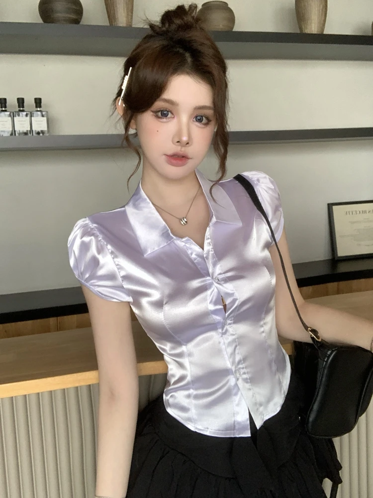 เสื้อเชิ้ตผ้าไหมเซ็กซี่สำหรับฤ - Silk Blouse Button บทวิจารณ์และราคา