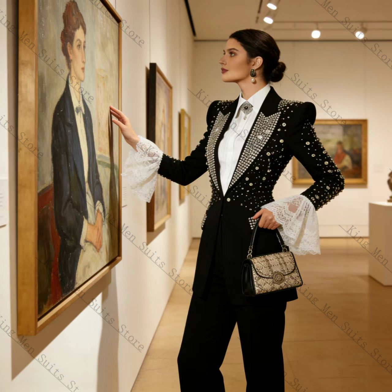 ชุดสูทผู้หญิงสีดำคริสตัล 2 ชิ้ - Women Formal Wear Coat บทวิจารณ์และราคา